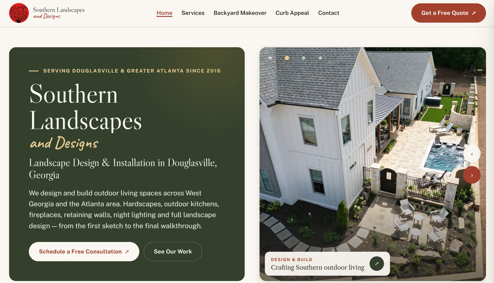 Southern Landscapes and Designs website in Douglasville, GA, built by 4Front Creative